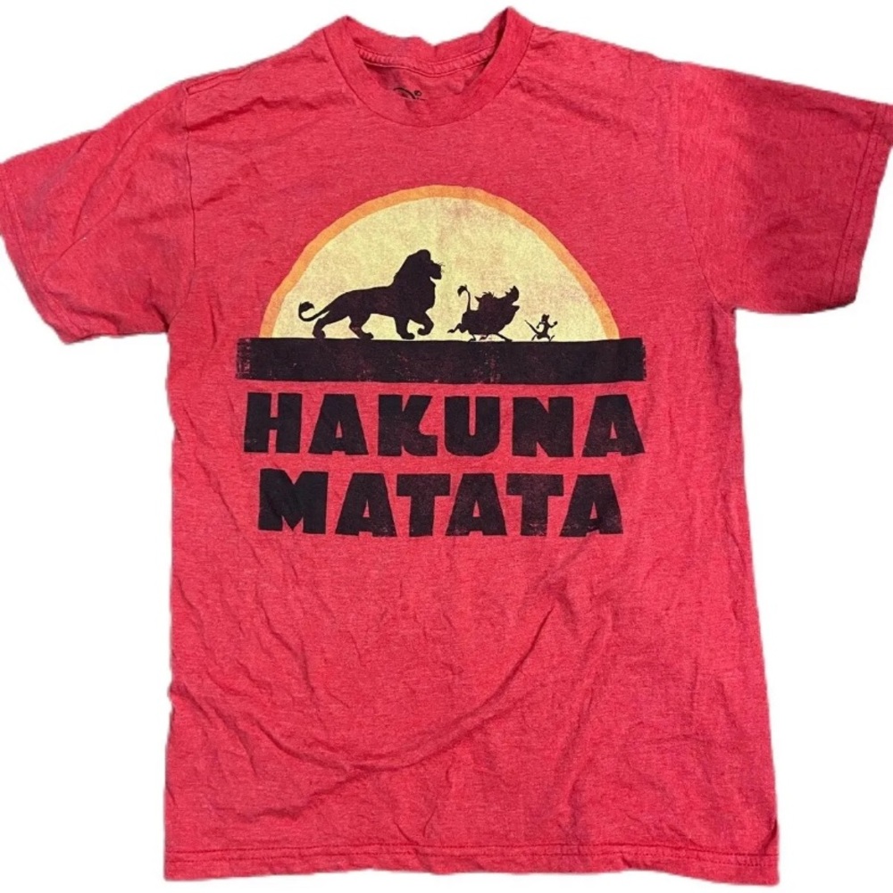 Hakuna Matata Disney Graphic Tee Short Sleeve Red Adult Small Lion King